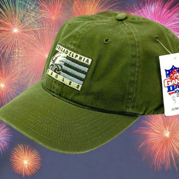 Philadelphia Eagles Vintage 2001 NFL Green "Flag" NOS Logo Cap - Picture 1 of 6